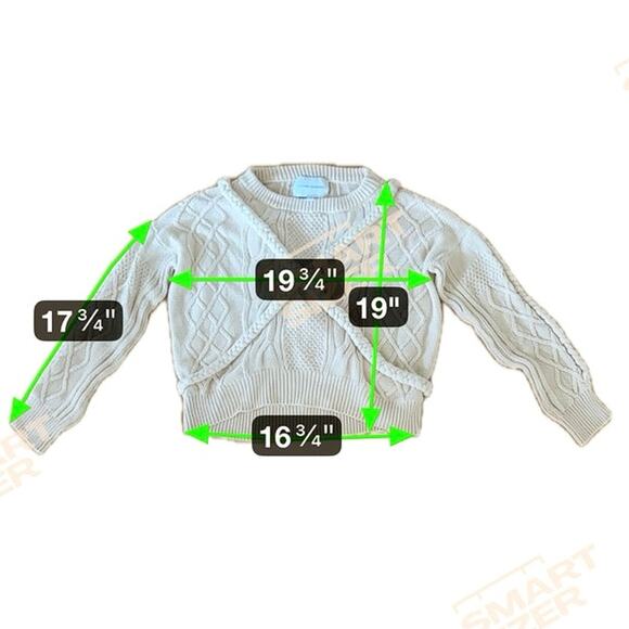 Viktoria & Woods Plait Cotton Knit Crewneck Pullover Sweater Cream EUC Size 0 - Picture 6 of 6